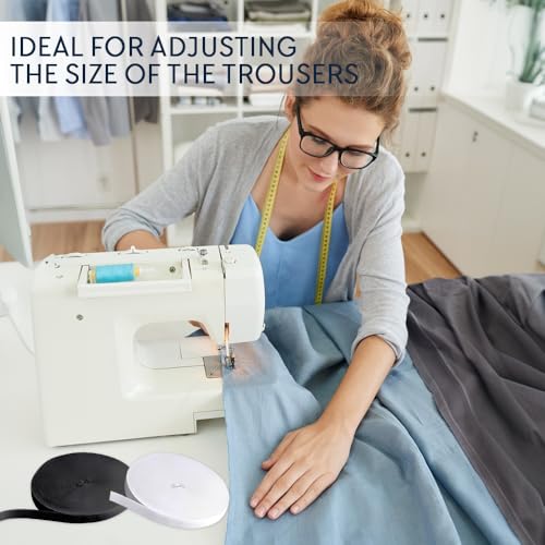 Miniatura 6 de Hmcey 2 Rollos Cinta Elastica Costura 1 Cm 10 M,Banda Elástica Para Coser,Goma Elástica Para Pantalones,Cinta Elastica Ancha Negro Y Blanc,Banda Elásticas Para Ropa,Goma Elásticas Manualidades