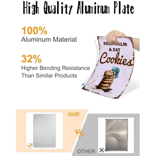Keep Calm And Eat Cookies Chocolate Chip Dessert Quote Metal Sign 8x12 Inch, Funny Aluminum Wall Decor for Kitchen Dining Room Coffee Bar Bakery Restaurant Food Shop Home Wall Decor - Image 4