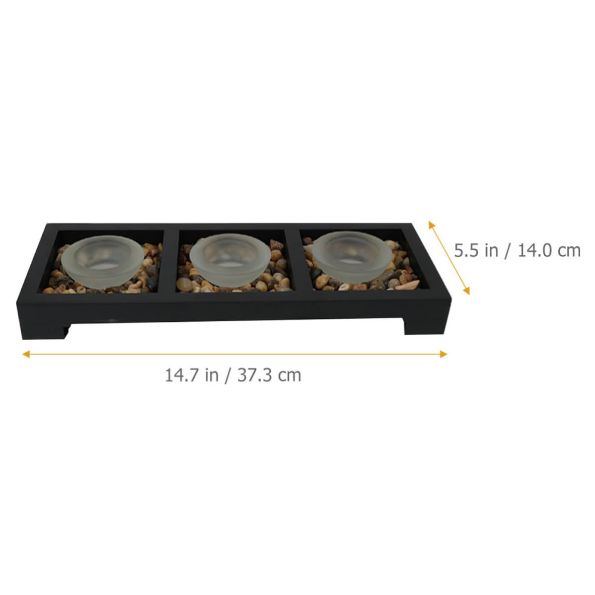 Portavelas de Vidrio Esmerilado para Té, Base de Madera Negra