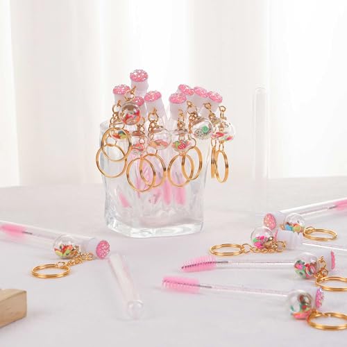 Upgrade 48 Pcs Disposable Mascara Wands Set Crystal Eyebrow Spoolies,Pink/Multicolor