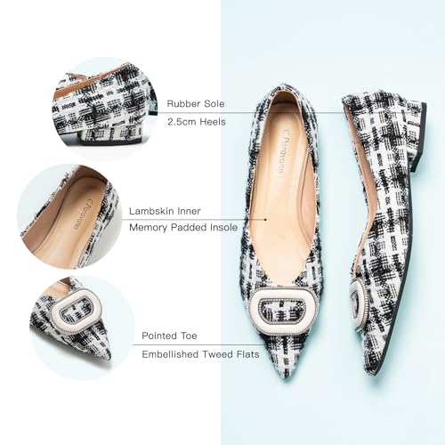 C.Paravano Women's Flats Pointed Toe Flats for Women Designer Ballet Flats Leather Flats Shoes for Women Dressy Casual Work Office Party Shoes4