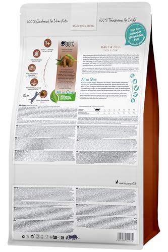 Happy Cat 70599 - Sensitive Haut & Fell - Katzen-Trockenfutter mit Huhn für hautsensible Katzen und Kater - 300 g Inhalt