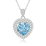 Ayoiow - Collar colgante para mujer, chapado en oro, azul, con forma de óxido de circonio, collar de plata, Cubic Zirconia