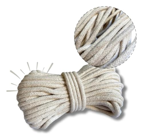 Corda para secador de roupas e varal 100% Algodão 15m x 5mm, Trançada Resistente, Alta Durabilidade, Secagem Segura