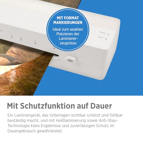 GENIE LA 400 A3 Laminiergerät | Heißlaminator mit 2 Heizrollen | Für Schule, Büro & Home-Office | | inkl. 5 Laminierfolien | Laminiergerät A3 und A4 mit Folien | Laminiermaschinen