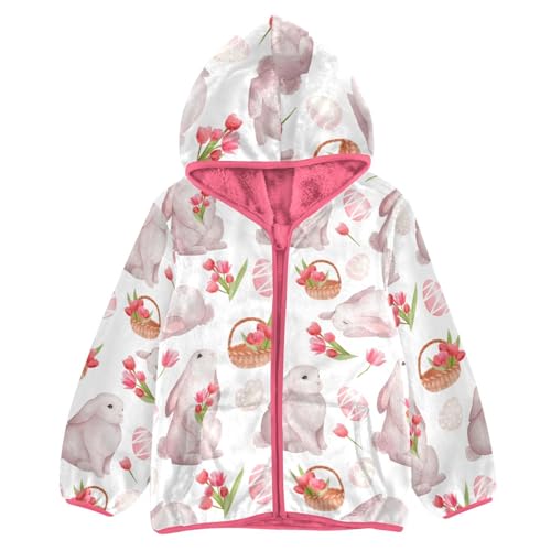 OTVEE Happy Easter Bunny Kids Hoodie Jacket Fall Spring Full Zip Warm Outwear Coat
