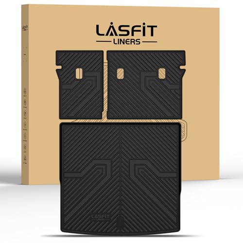 Image of LASFIT Cargo Mat Liner & Seatback Mat for Volkswagen Tiguan 2025 2026 SUV, Custom Fit All-Weather Premium TPE Backrest & Trunk Mats Liners for SUV VW Tiguan Accessorie, Easy to Clean, Black