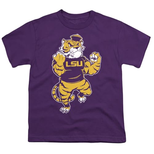 LOGOVISION LSU Mike The Tiger Kids T Shirt for Youth Boys and Girls, Purple, Medium