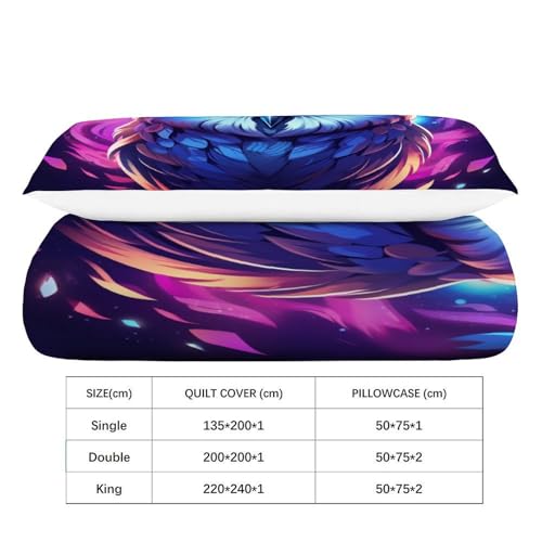 Housse de couette hibou 3D animaux dessin animé, parure lit simple microfibre douce