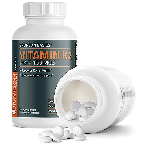 Bronson Vitamin K2 Mk-7 100 Mcg, K2 As Mk7 Menaquinone, Bone Support Non-Gmo, 120 Tablets #TOP5