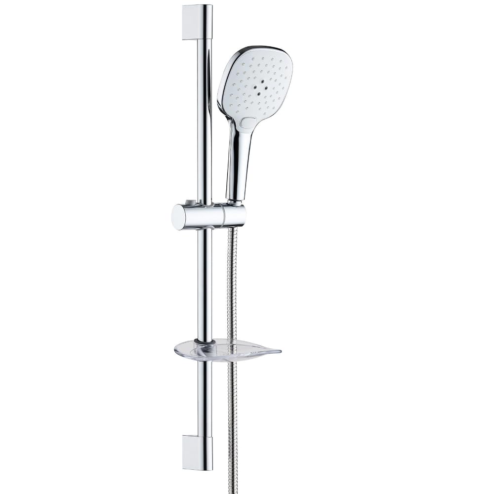 Schläfer 1317100 | Set Doccia Completo Cromato con Colonna Saliscendi, Doccetta a 3 Getti con Sistema Anticalcare, Flessibile Doccia Incluso