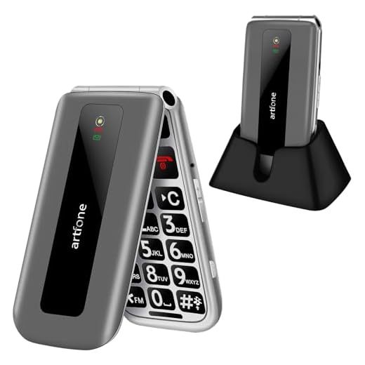 artfone 4G Telephone Portable Senior Débloqué丨Téléphone Portable à Clapet avec Grandes Touches丨Bouton SOS丨écran de 2.4" 丨Station de Charge丨Fonction de Rappel de l'heure丨Radio FM - Gris argenté