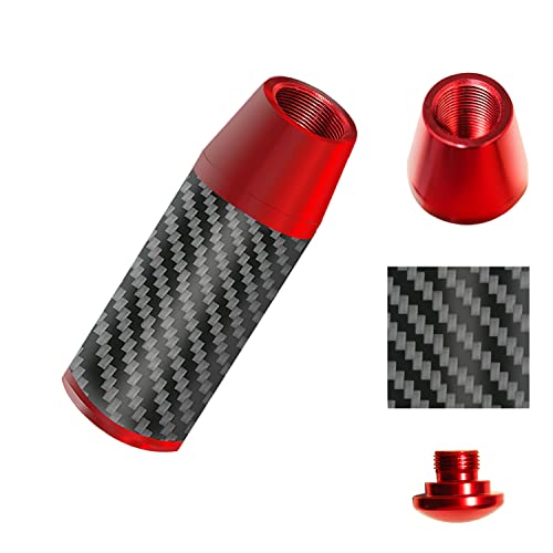 Monrand 3.5 Inch/9Cm Carbon Fiber Shift Knob Aluminum Alloy Shifter Knob With Adapter Fit For Manual And Buttonless Automatic Vehicles, Gear Shift Knob With Carbon Fiber Grip(Red) #TOP2