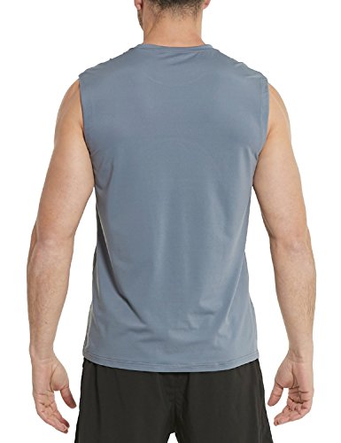 BALEAF Men's Sleeveless Tank Top Quick Dry Muscle t Shirts Gym Workout Bodybuilding Running Tech Tops Gray XXL
