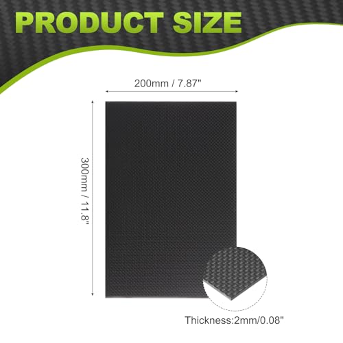 QUARKZMAN 3K Kohlefaserplatte Panel Bleche 200 x 300 x 2mm Kohlefaserplatte Glänzende Laminat Leinwandgewebe Panel Bleche Flexibel Für RC Flugzeug Modellauto Autoteile