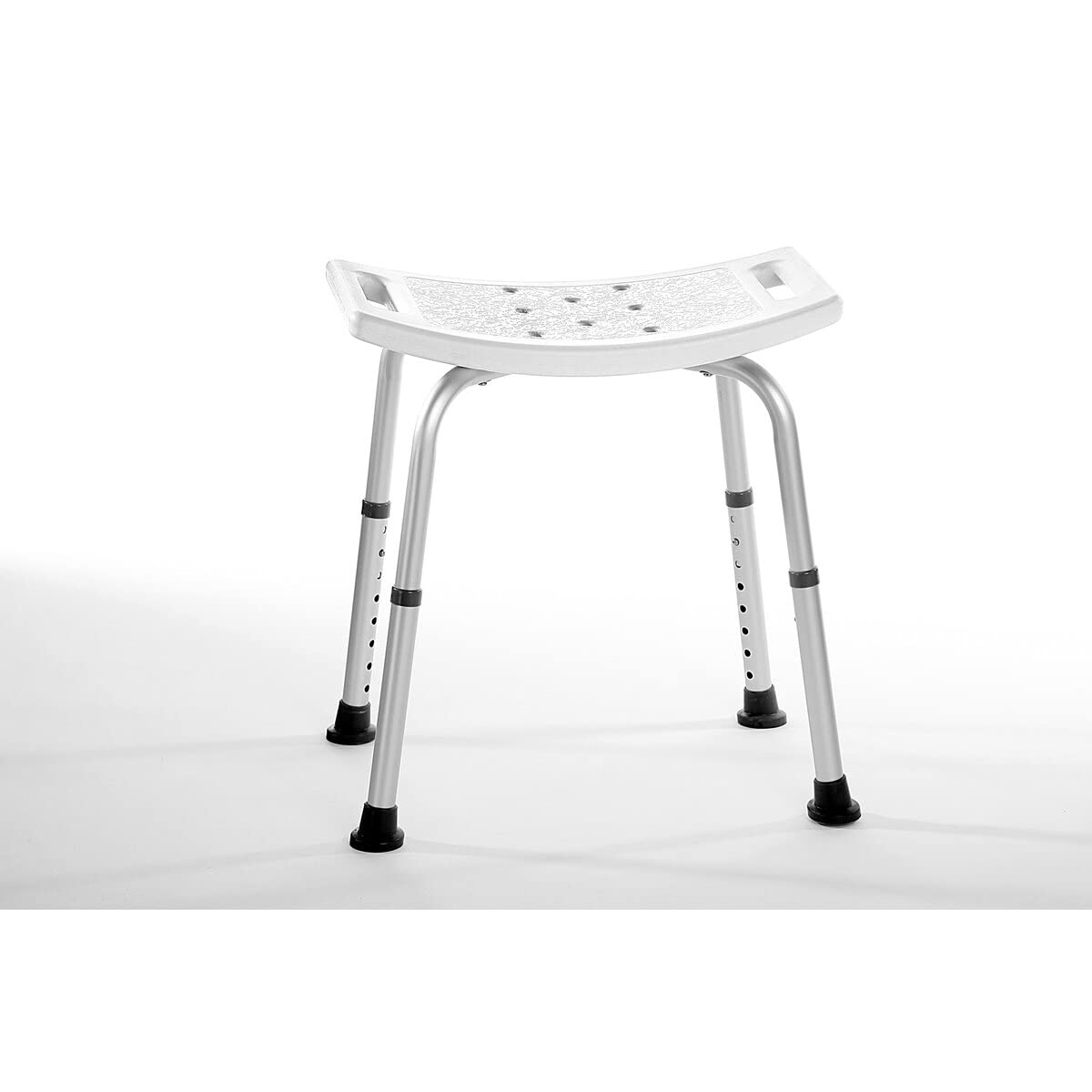 Rehaforum Medical ławka prysznicowa, pomoc pod prysznic, krzesło prysznicowe, powierzchnia siedziska 50 x 44 cm, regulowana wysokość siedziska 35 – 53 cm, biało-srebrna