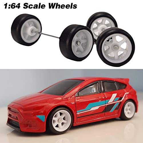 PLGEBR Alloy 1:64 Wheels,Scale Alloy Wheels Rubber Tires,Model Alloy and Accessories Tires Wheel Rubber