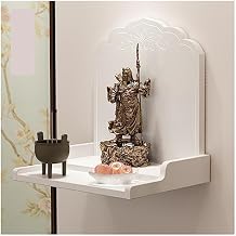 Buddha Altar Shelf Shrine Wall Hanging Offering Table Wood Modern Guan Gong God of Wealth Pagoda Shelf, Chinese Style Shrine for Home Decor