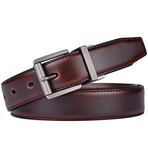 Image of Beltox Men's Belt Dress Casual Reversible Leather 1.1 inch w Roller Buckle Rotated