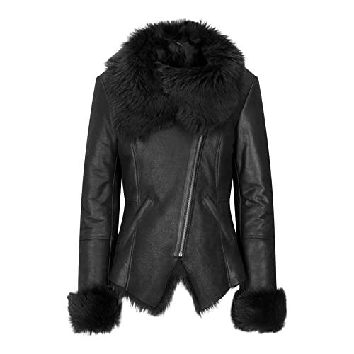 Veste en peau de mouton femme Toscana contre le froid, coupe slim chaude hiver