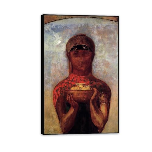 Poster celebre impression sur toile Calice du mystere Odilon Redon cadre haut de gamme
