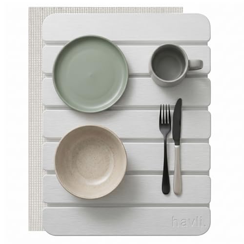 Havli. Alfombrilla Escurreplatos De Diatomita Plegable Absorbente Y De Secado Rápido Para Cocina Escurreplatos De Piedra Diatomita Antideslizante Con Base De Cuero Sintético E Incluye Lija Blanco