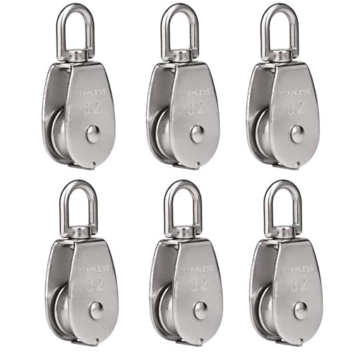 Rocaris 6 Pack M32 Stainless Steel Wire Rope Crane Single Pulley Block