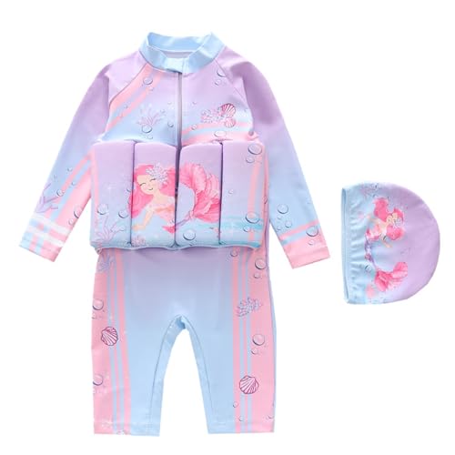 2026 Traje de baño para niños, niñas, traje de baño con flotabilidad (4-8 años), Light Lila2, 6-7 años
