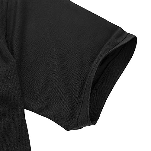Men's Short Sleeve Polo Shirt Moisture Wicking Performance Dry Fit Golf Polo With Pocket (Black, 3Xl) #TOP3