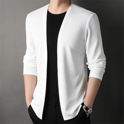 Men’S Slim Fit Thin Long Sleeve Cardigan Outerwear Casual None Collar Top4