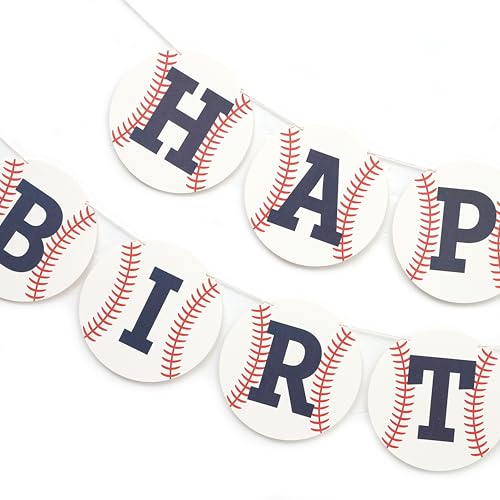 Image of Baseball Happy Birthday Banner,Baseball First /1st Birthday Decoration | Rookie Of The Year Banner,Sporty Birthday Decor