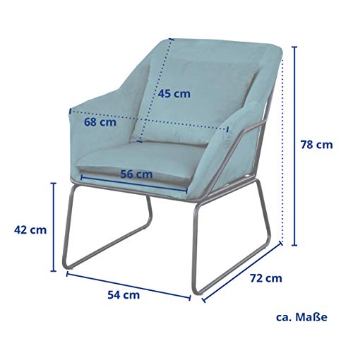 SVITA fauteuil Josie bekleed bijzetstoel lounge sofa relaxfauteuil fauteuil stof incl. kussen stoel fluweel petrol - Image 4