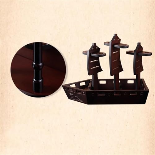 Soporte para botellas de vino de madera con diseño de velero miniatura 6