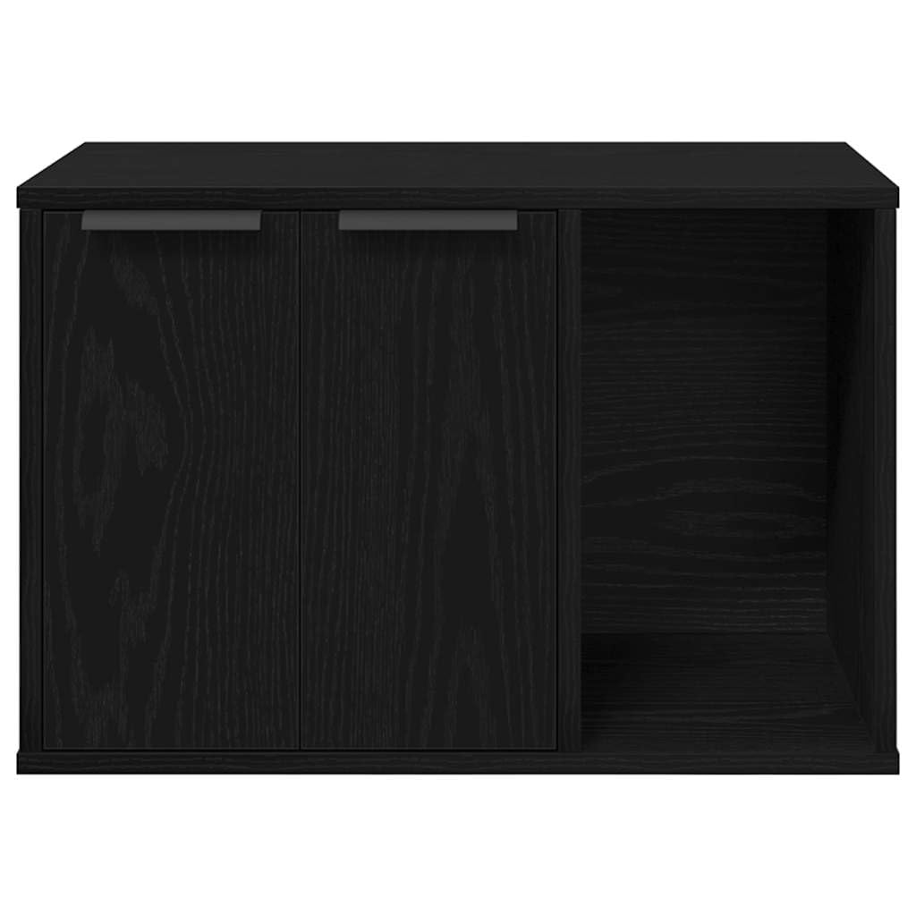 Caja de arenero para gatos de madera negra, 60 x 40 x 40 cm, con dos puertas, versátil casa para gatos como lugar de descanso y superficie de descanso para gatos de interior, salón