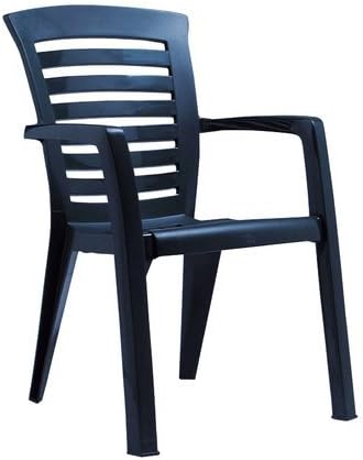 Dining Chair Florida Stacking Outdoor Garden With highly comfortable backrest (Material: Plastic/Resin) (Blue)