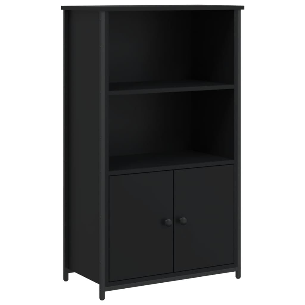 vidaXL Highboard Sideboard - Black Engineered Wood Cupboard Storage Cabinet with Metal Frame and Ample Storage Space - 62x32x103.5 CM