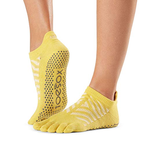 Image of toesox Women's Elle Full Toe Grip Socks - Non-Slip Pilates, Barre & Yoga with Grips, Ballet Five Toe Socks
