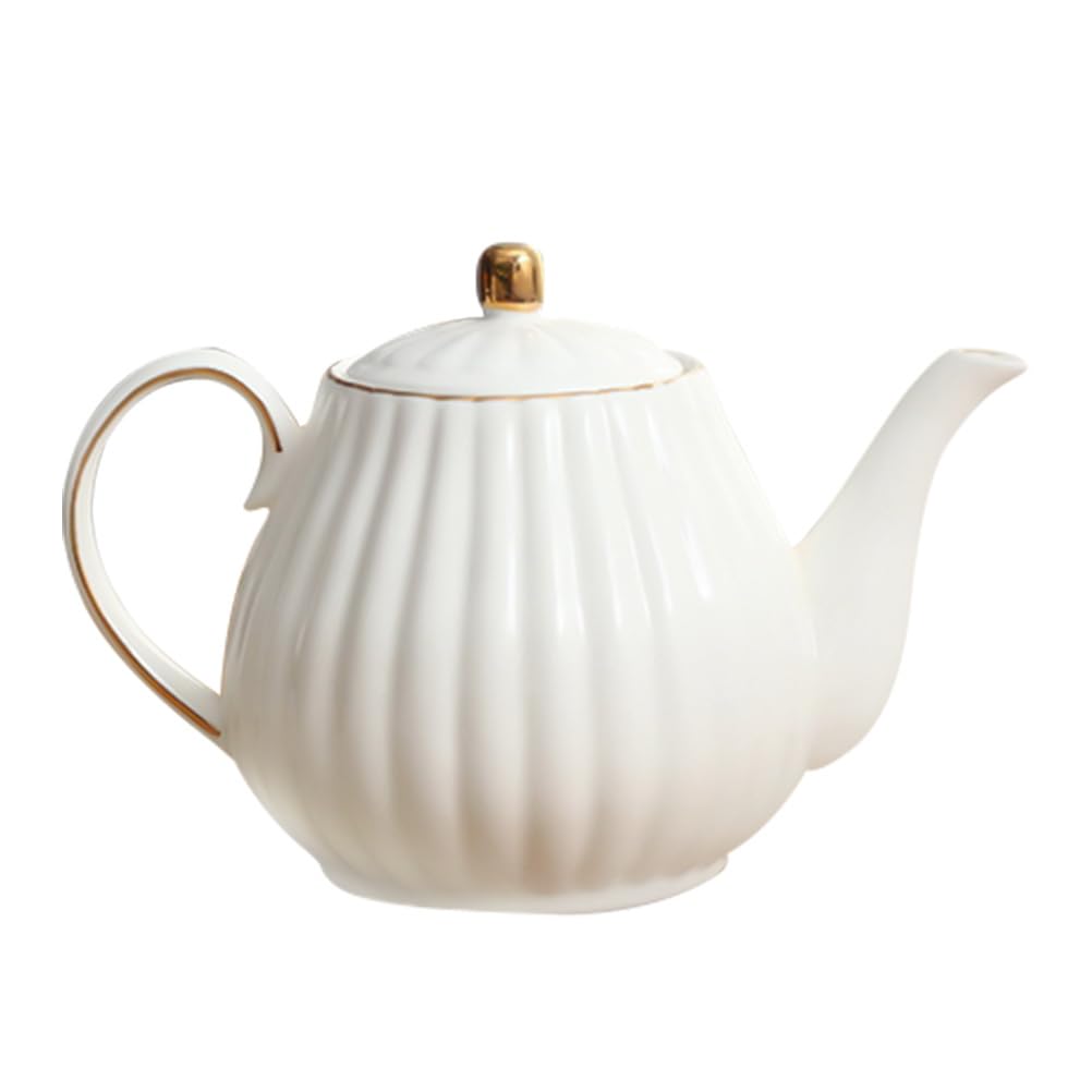 OUNONA Coffee Pot European Tea Set Coffee Maker Retro Ceramic Teapot Tea Infuser Gold Tea Leaf Teapot Delicate Teapot Ceramic Teaware Serra White : Home & Kitchen