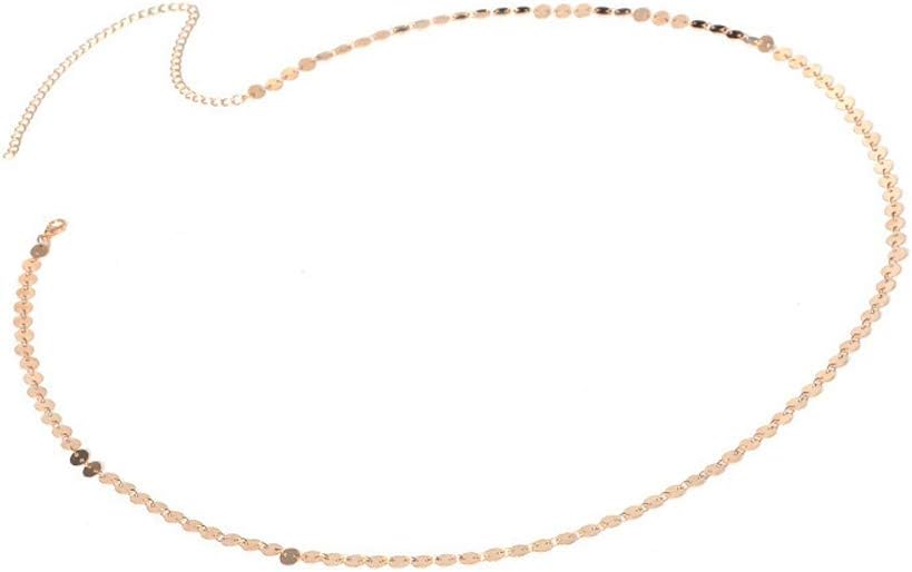 Sequins Waist Chain Beach Bikini Belly Body Metal Jewelry Necklace for Belly Dance (Gold)