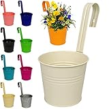 [page_title]-alles-meine.de GmbH 5 Stück _ Hänge - Töpfe / Blumentöpfe / Hängetöpfe - Metall - bunter Farb-Mix - Ø 17 cm - RUND - Hängend / mit Haken & Halterung - Aufhängen - groß - mit Henk..