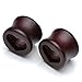 PiercingJ 4pcs 00G-3/4 (10-20mm) Organic Wood Hollow Heart Round Double-Flared Plug Ear Stetcher, Vintage Brown