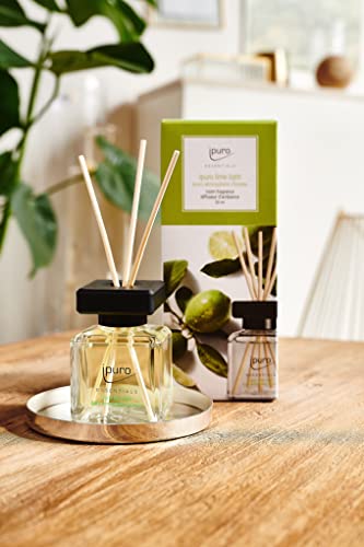 ipuro - Essentials Raumduft LIME LIGHT 50ml | Raumerfrischer mit Zitronengras, Bergamotte, Orange, Geranie, Maiglöckchen & Vanilleblumen Duft Aroma | Diffuser mit Stäbchen | Lufterfrischer für Wohnung