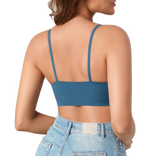 Image of DEANGELMON V Neck Bra Padded Seamless Adjustable Straps Bralettes Everyday Basic Sleeping Bras Multiple Pack
