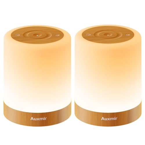 Image of Auxmir Nursery Night Light for Baby, Rechargeable Touch Lamp for Breastfeeding & Diaper Changes, 256 RGB Colors 5 Brightness Levels, Timer, Portable Bedside Night Light for Kids Bedroom, Brown-2 Pack