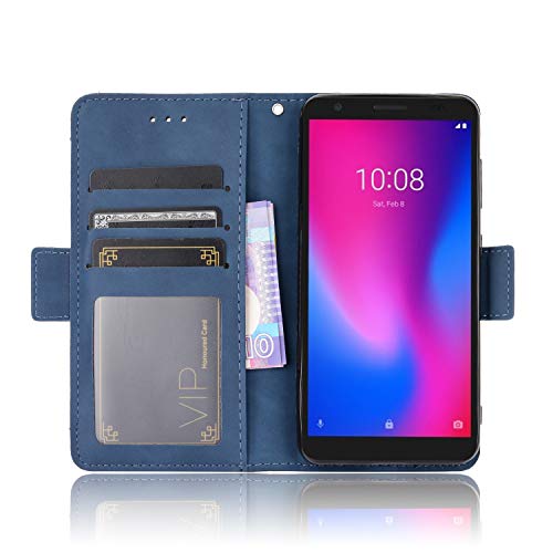 Ranyi Zte Avid 579 Case, Zte Blade A3 2020 Case, Premium Leather Wallet Case With 5 Credit Card Holder Slots Kickstand Feature Flip Folio Magnetic Wallet Protecive Case For Zte Avid 579 -Blue #TOP4