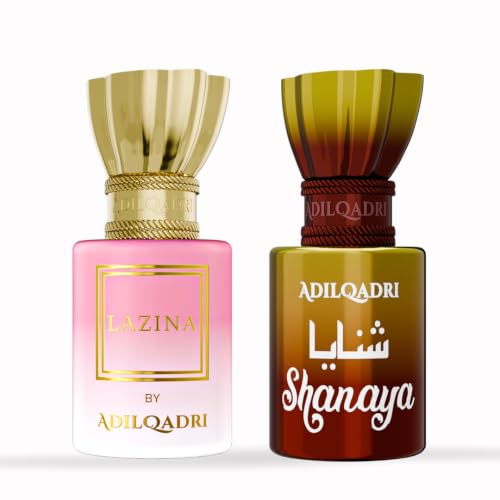 Image of Adilqadri Lazina & Shanaya Attar Combo | Arabic French & Sweet Luxury Fragrance | Long Lasting Non Alcoholic Roll-On Perfume Oil for Men & Women | Pack of 2 x 5.5ml