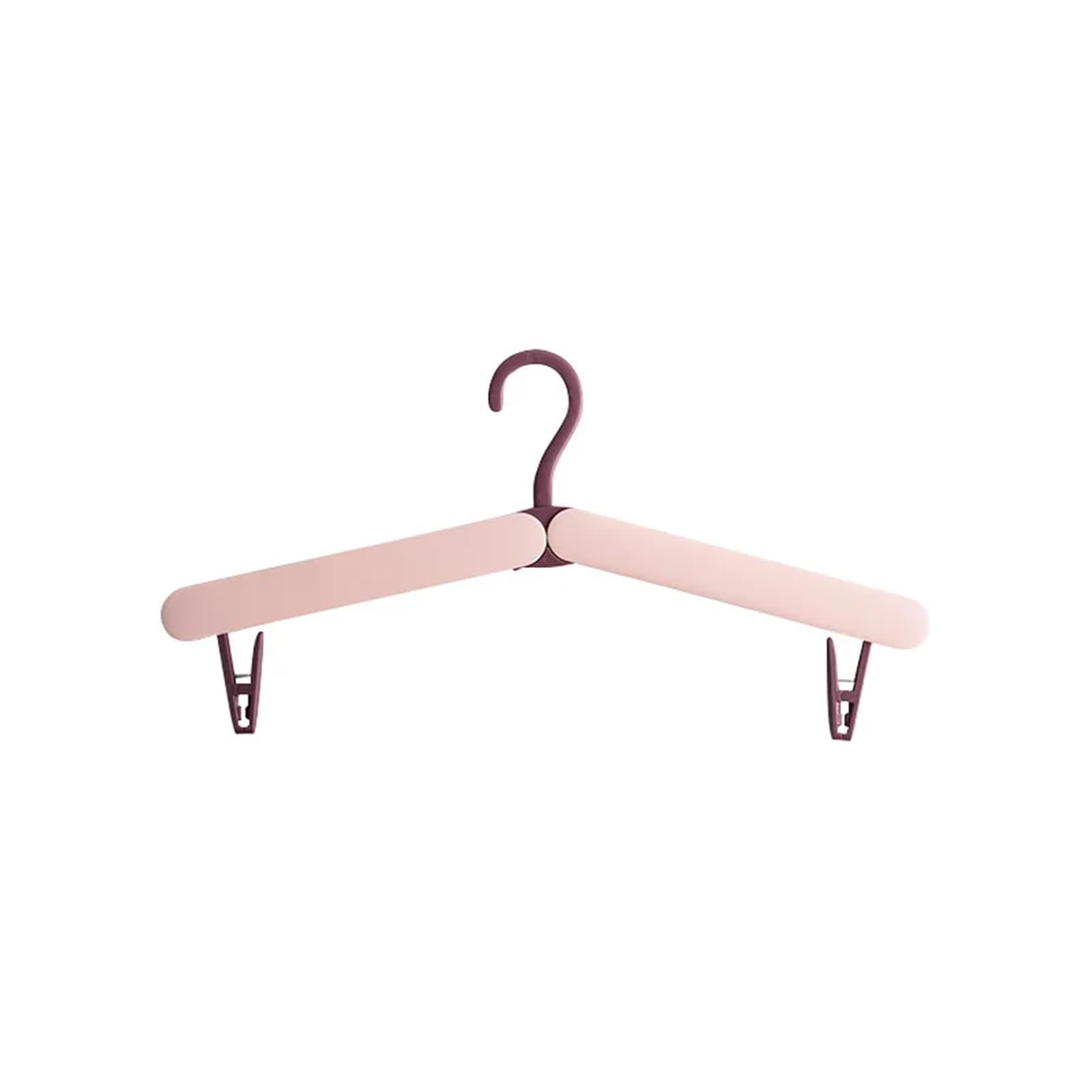 Travel Hangers Portable Solid Color Mini Folding Clothes Rack Telescopic Travel Drying Household Space Saving Hanger(Flesh color)