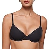 INLYRIC Women's Inbarely Plus Demi Bra - Balconette Unlined Underwire Plunge Bras No Padding Comfortable Black - Go up a Cup Size 36DD