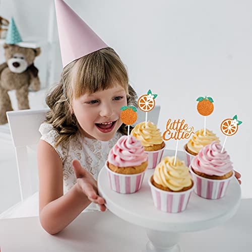 48 Pieces Little Cutie Glitter Cupcake Toppers Tangerine Cupcake Picks Citrus Theme Baby Shower Supplies For Hey Cutie Kids Birthday Party Tangerine Theme Baby Shower Fruit Party Cake Decor #TOP2