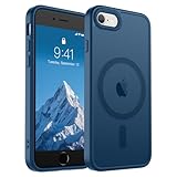 SUPFINE Magnetic for iPhone SE Case 2022 (3rd)/2020 (2nd), iPhone 8 Case (Compatible with MagSafe) (Military Grade Drop Protection) Slim Translucent Matte Phone Case, Deep Blue